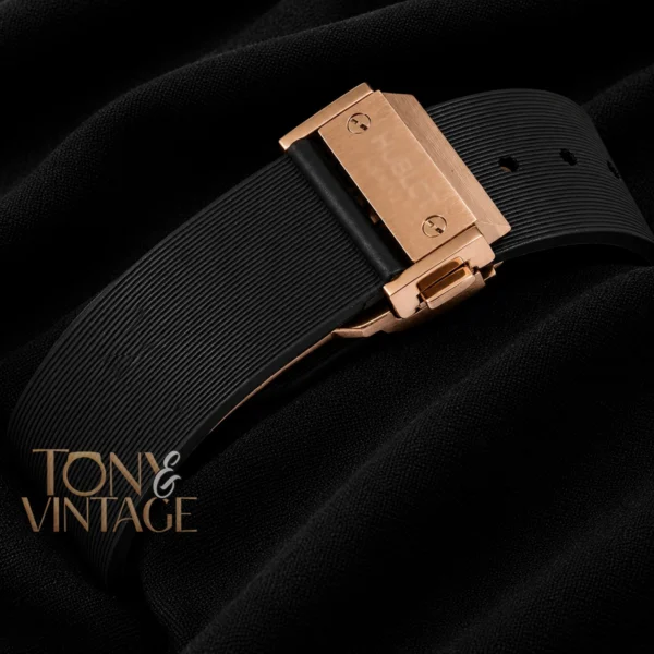 Chronograph Rose Gold Case With Brown Skeleton Dial & Black Rubber Strap