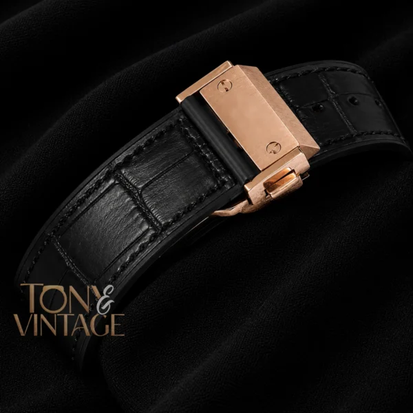 Chronograph Rose Gold Case With White Dial & Black Leather Strap
