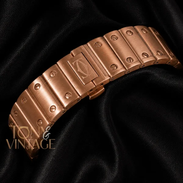 Chronograph Rose Gold Watch With Black Dial and Chain