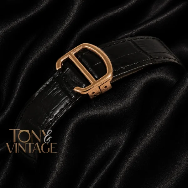 Chronograph Rose Gold Watch With Black Dial and Leather Strap for Men