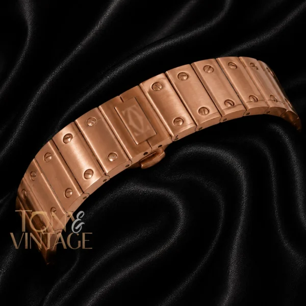 Chronograph Rose Gold Watch With Silver Dial and Chain