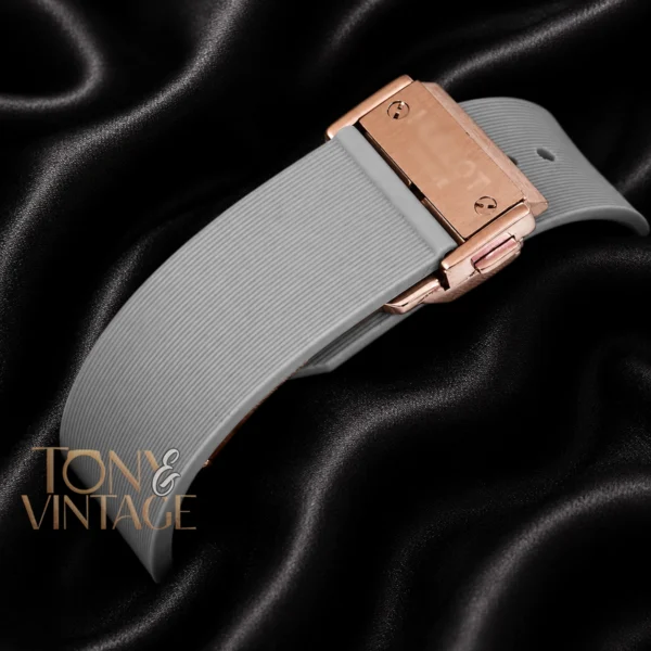 Chronograph Rose Gold Watch with Charcoal Gray Dial and PVC Strap