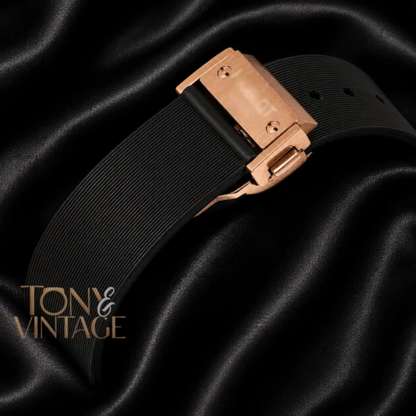Chronograph Rose Gold Watch with Dial and Black PVC Strap