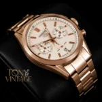 Chronograph Rose Gold Watch with White Dial