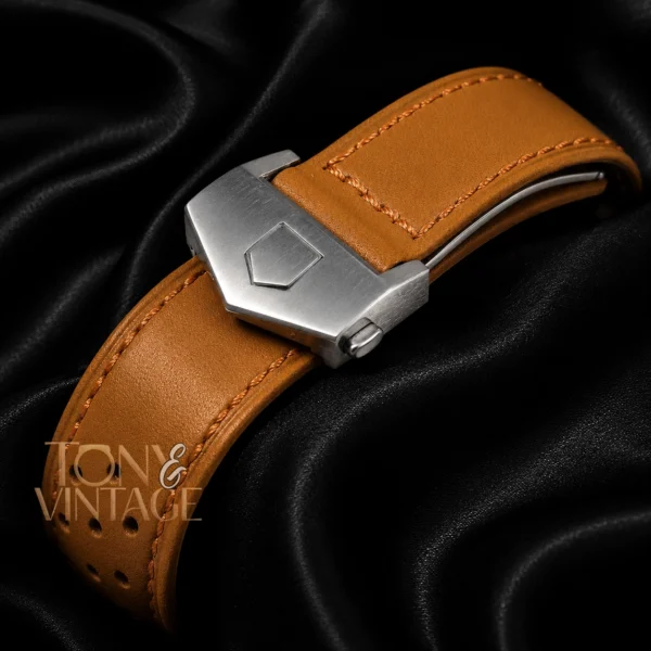 Chronograph Silver Case with Blue Dial & Brown Leather Strap Watch