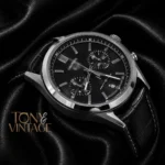 Chronograph Silver Case with Grey Dial and Leather Strap Watch