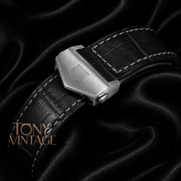 Chronograph Silver Case with Grey Dial and Leather Strap Watch