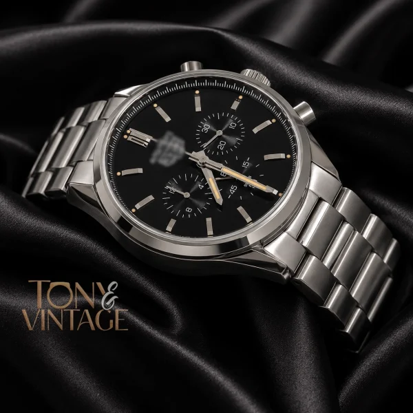 Chronograph Silver Chain Watch with Black Dial2 copy