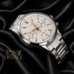 Chronograph Silver Chain Watch with White Dial