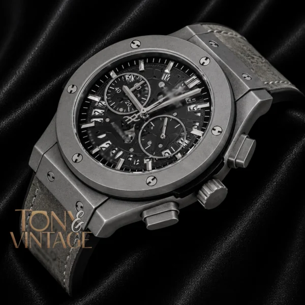 Chronograph Silver Matt Watch with Skeleton Dial and Strap