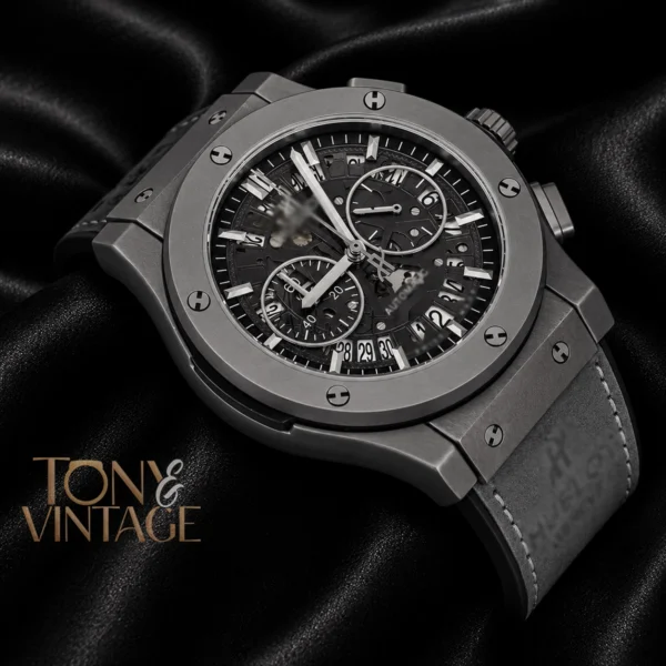 Chronograph Silver Matt Watch with Skeleton Dial and Strap 2 copy