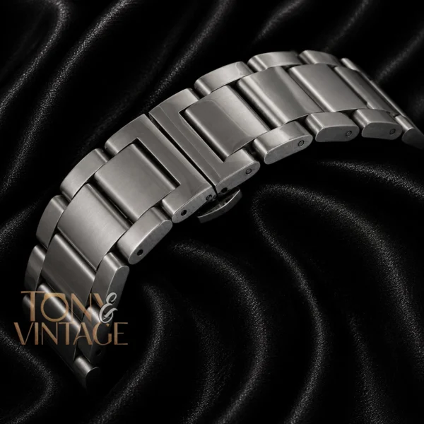 Chronograph Silver Watch With Black Dial and Chain Strap