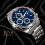 Chronograph Silver Watch with Blue Dial
