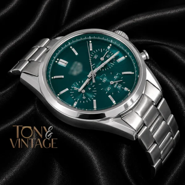 Chronograph Silver Watch with Green Dial2 copy