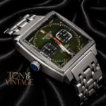 Chronograph Silver Watch with Green Dial