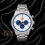 Chronograph Silver Watch with White Dial and Chain Strap