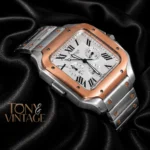 Chronograph Two Tone Rose Gold Watch With Silver Dial and Chain
