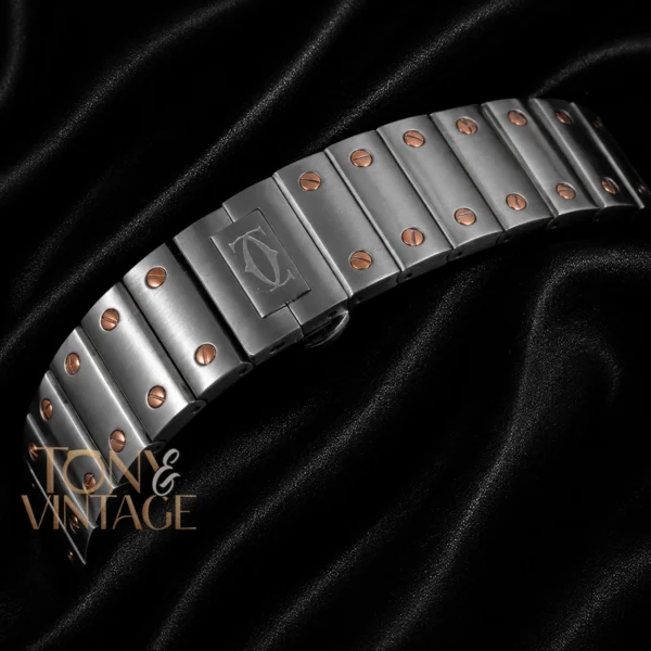 Chronograph Two Tone Rose Gold Watch With Silver Dial and Chain
