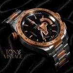 Chronograph Two-Tone Rose Gold Watch with Black Dial
