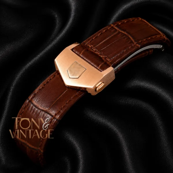 Chronograph Watch with Brown Dial and Brown Leather Strap