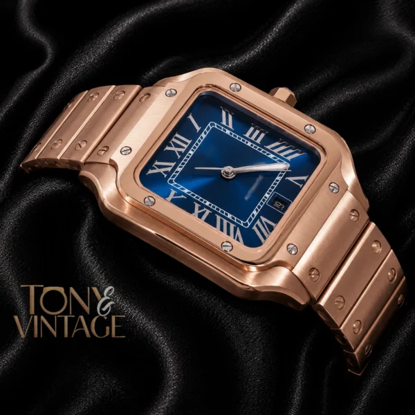 Rose Gold Automatic Watch with Blue Dial 2 copy