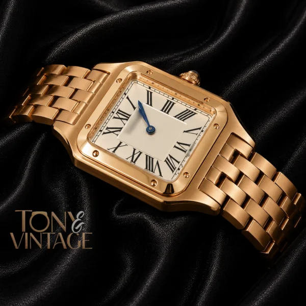 Rose Gold Watch With White Dial and Chain Strap 2 copy