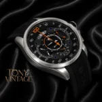 SLS Chronograph Silver Watch with Black Dial and Rubber Strap