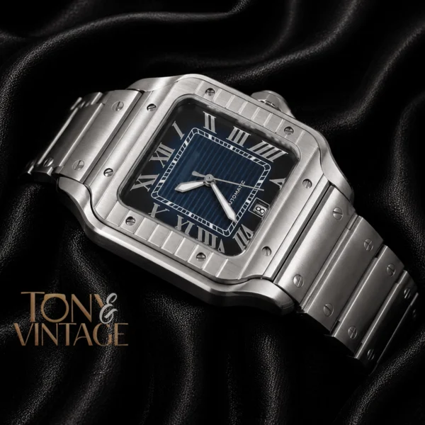 Silver Automatic Watch With Deep Blue Dial 2 copy