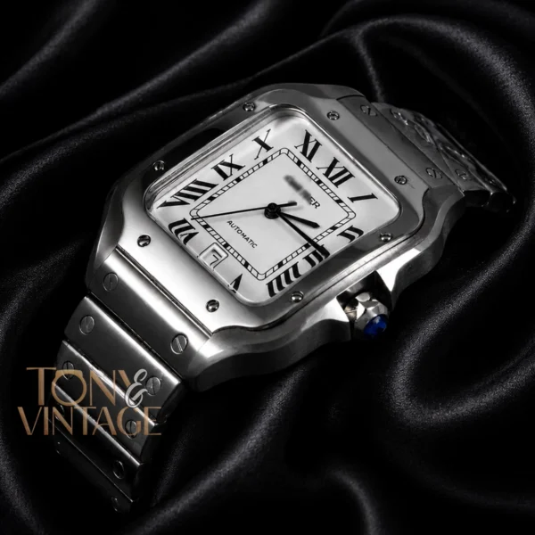 Silver Automatic Watch With White Dial