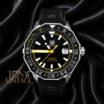 Silver Automatic Watch with Black Dial and Bezel