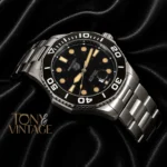 Silver Automatic Watch with Black Dial