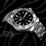 Silver Automatic Watch with Black Dial