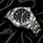 Silver Automatic Watch with Blue Dial