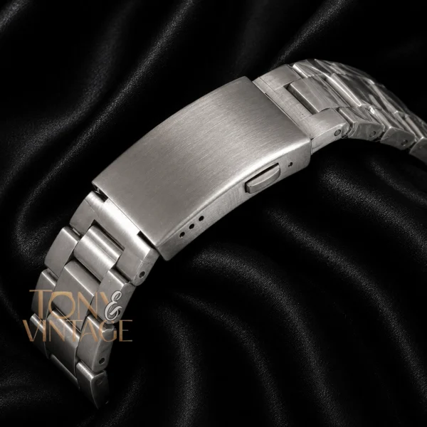 Silver Automatic Watch with Blue Dial
