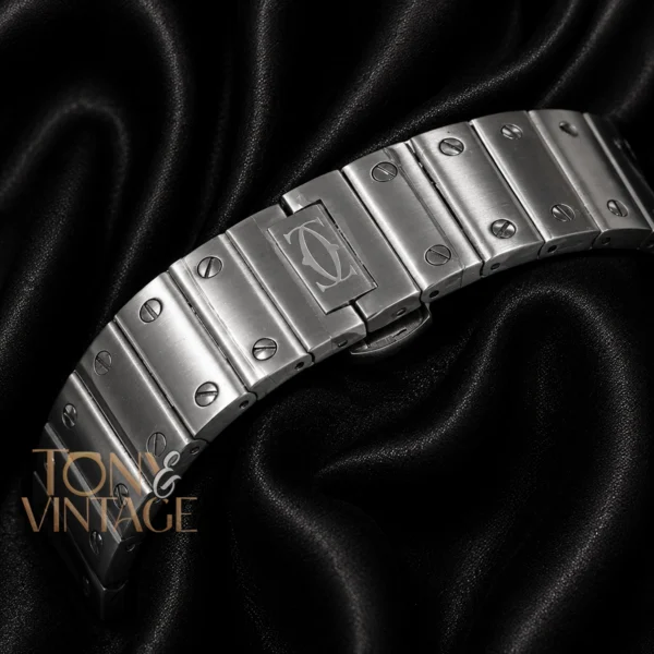 Silver Automatic Watch with Green Dial and Roman Numerals
