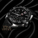 Silver Case with Black Dial, Bezel, and Black Rubber Strap Watch