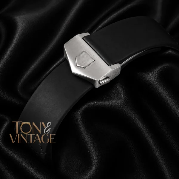 Silver Case with Grey Dial & Black Rubber Strap Watch