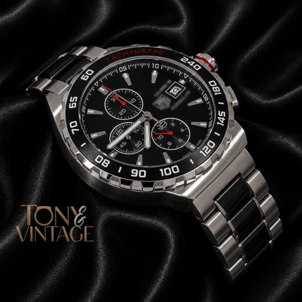 Silver Chronograph Watch with Black Dial2 copy