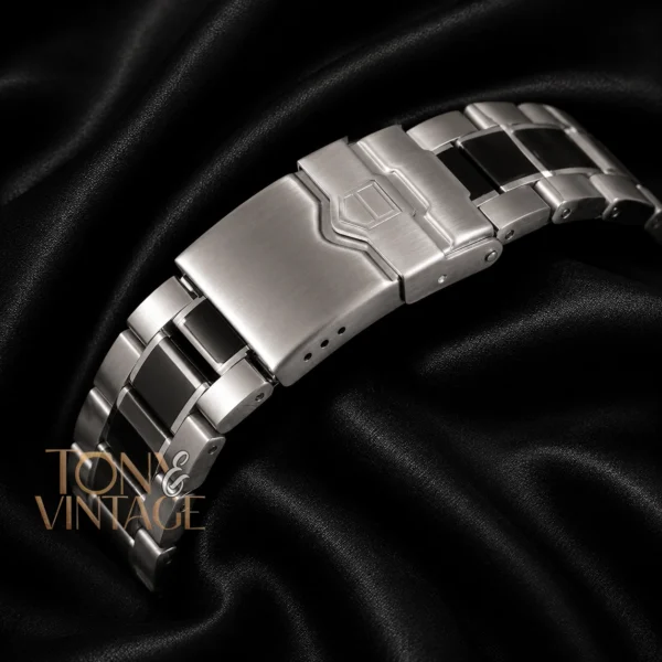 Silver Chronograph Watch with Black Dial