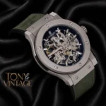 Silver Matte Automatic Watch With Skeleton Dial