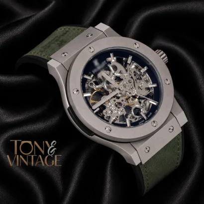 Silver Matte Automatic Watch With Skeleton Dial