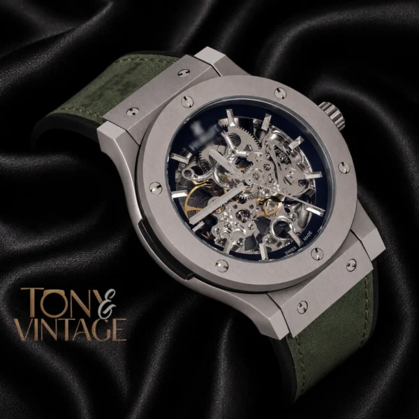 Silver Matte Automatic Watch With Skeleton Dial 2 copy