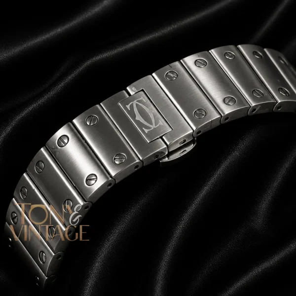 Silver Watch With Blue Dial and Roman Numerals