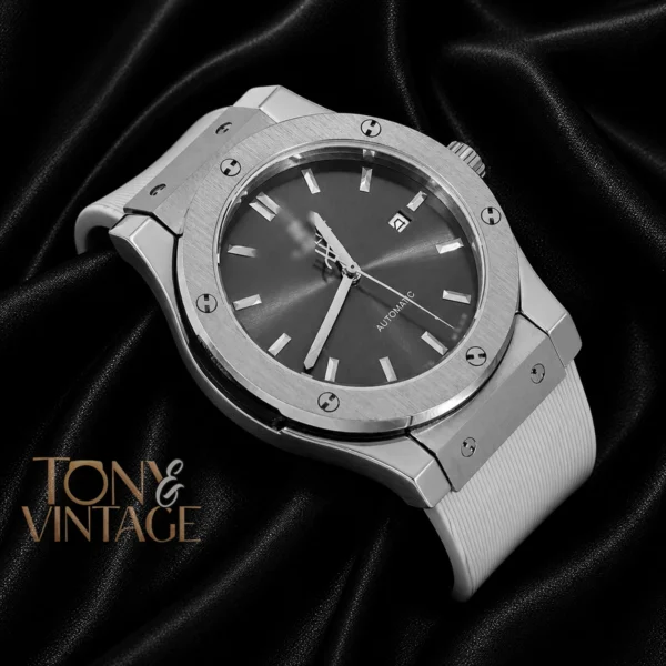 Silver Watch with Gray Dial and PVC Strap 2 copy