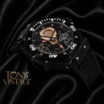 Skeleton All Black Automatic Watch With Black Rubber Strap