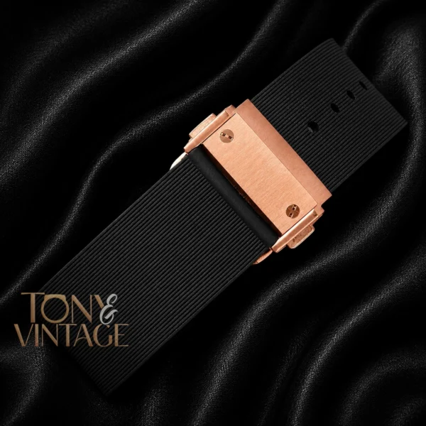 Tourbillon Automatic Rose Gold Watch With Black Skeleton Dial