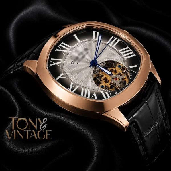Tourbillon Rose Gold Watch With Brown Dial and Leather Strap 2 copy