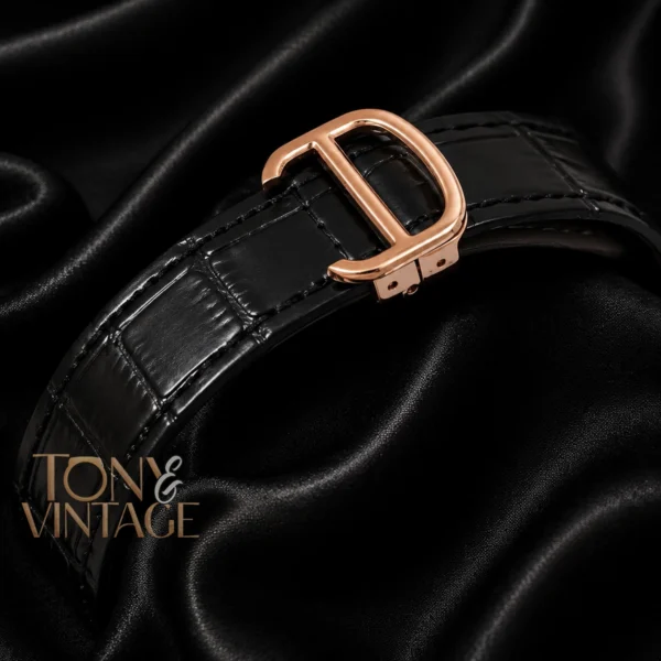 Tourbillon Rose Gold Watch With Brown Dial and Leather Strap