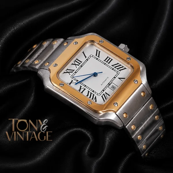 Two Tone Yellow Gold Automatic Watch with White Dial 2 copy