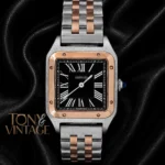 Two Tone Yellow Gold Watch With Black Dial